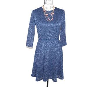 Victoria's Secret Navy Blue Embroidered Floral Dress, Size Small